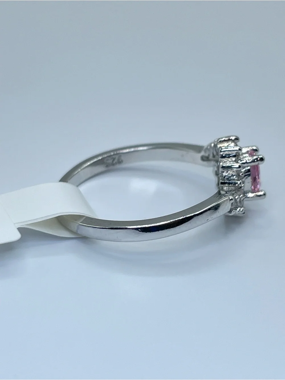 Swarovski Crystal Elements Pink Oval Cut Crystal Halo Dainty Ring Sz 10